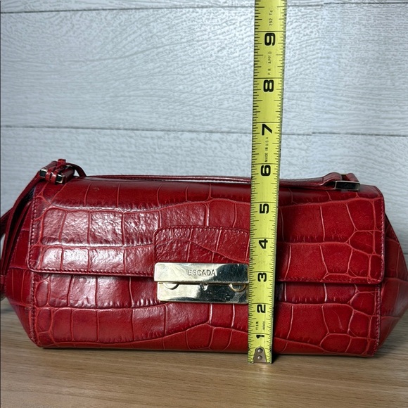 Escada Red Crocodile Embossed Leather Bag - Picture 15 of 15